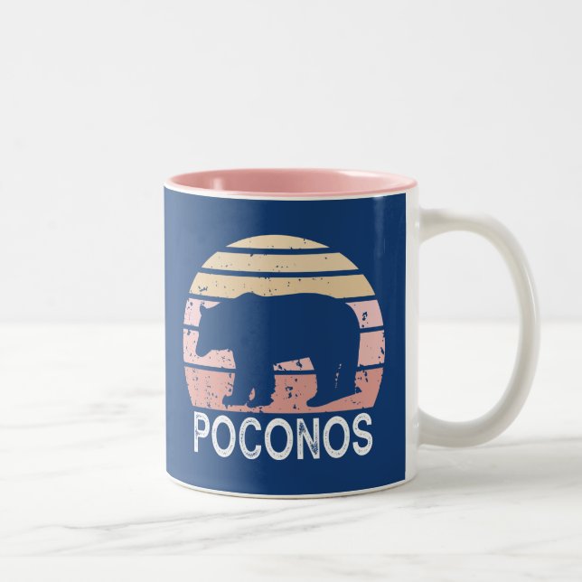 Poconos Retro Bär Zweifarbige Tasse (Rechts)