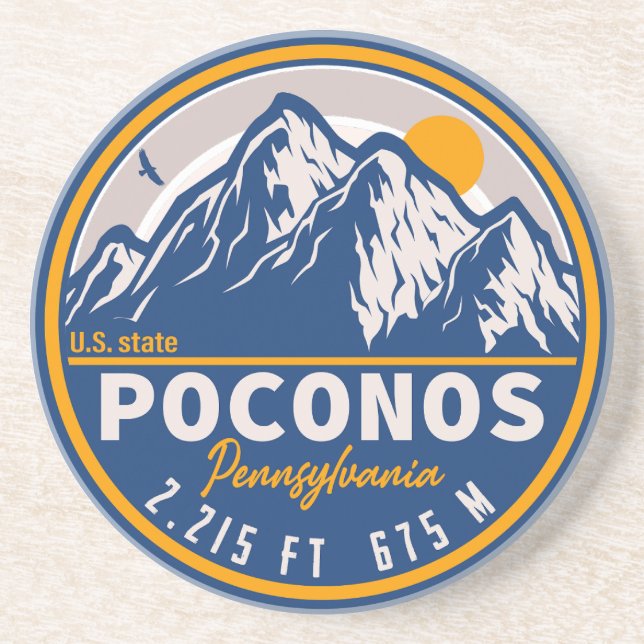 Poconos Retro Pennsylvania Berge Getränkeuntersetzer (Vorne)
