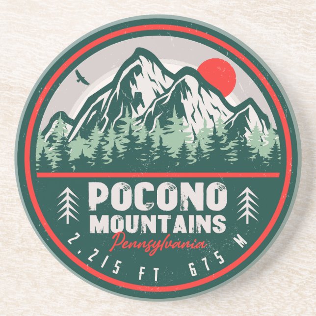 Poconos Retro Pennsylvania Berge Getränkeuntersetzer (Vorne)