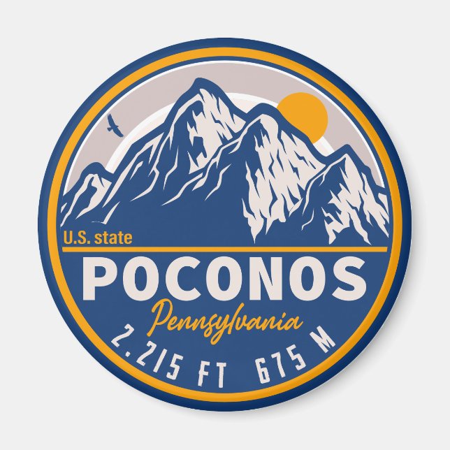 Poconos Retro Pennsylvania Berge Magnet (Vorne)
