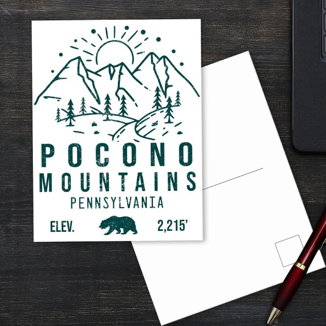 Poconos Retro Pennsylvania Berge Minimalistisch Po Postkarte (Von Creator hochgeladen)
