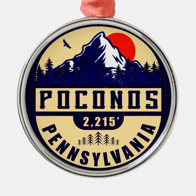 Poconos Retro Pennsylvania Berge Ornament Aus Metall (Vorne)
