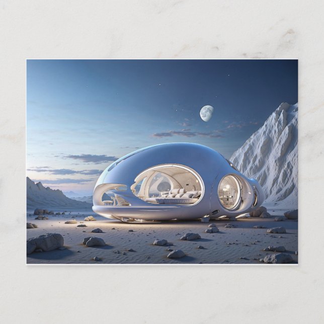 POD TINY HOUSE FUTURISTIC POSTCARD FEIERTAGSPOSTKARTE (Vorderseite)