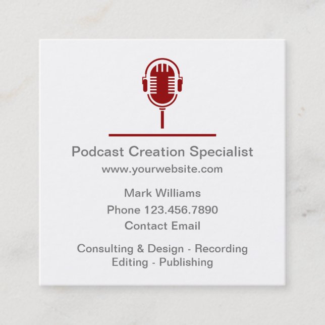 Podcast Creation Specialist Quadratische Visitenkarte (Vorderseite)