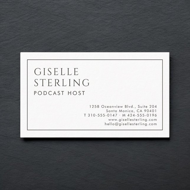 Podcast Host Luxury Minimalist Black White Visitenkarte (Von Creator hochgeladen)