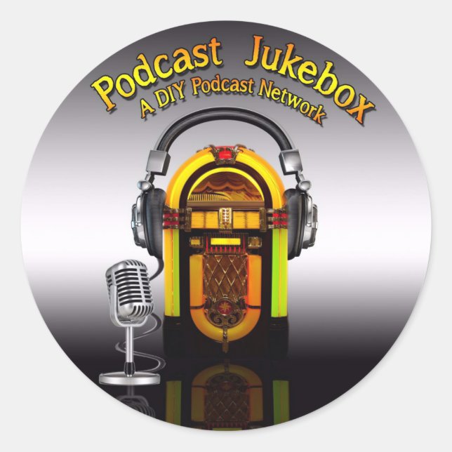 Podcast Jukebox Logo-Aufkleber Runder Aufkleber (Vorderseite)