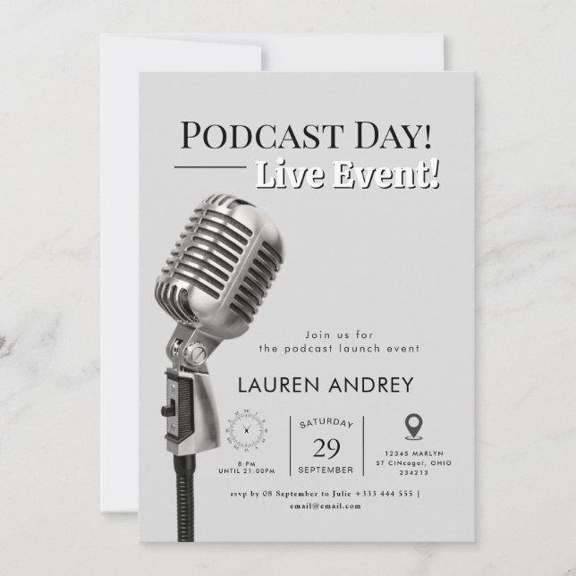 Podcast Launch Event Invitation Einladung (Vorderseite)