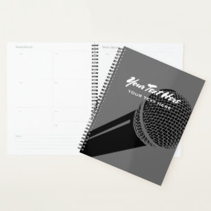 Podcast-Planer Agenda mit Mikrofon-Logo-Design Planer