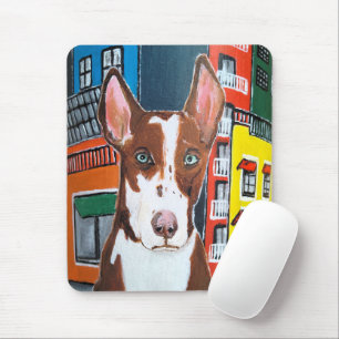 Podenco in Town Gemälde von Alfred Fox Mousepad