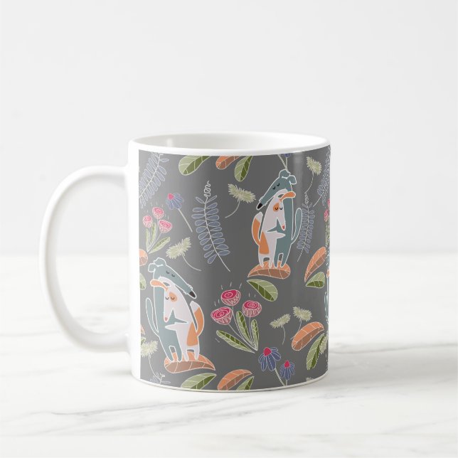 Podenco und Galgo Hübsch Grau Cartoon Kaffeetasse (Links)