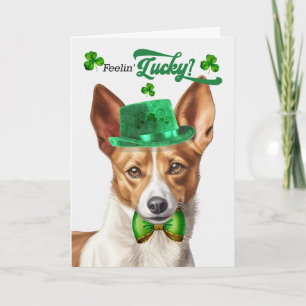 Podengo-Hund fühlt sich am St. Patrick's Day glück Feiertagskarte