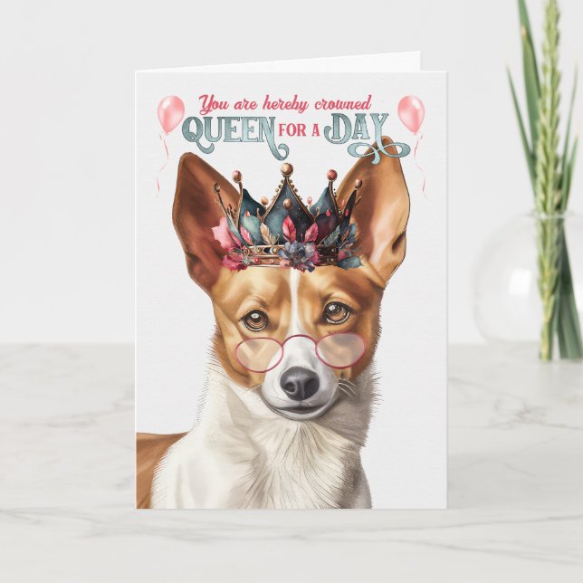 Podengo Pequeno Dog Queen Day Funny Birthday Karte (Vorderseite)