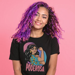 Poderosa Hand Drawn Spanisch Latina Frau T-Shirt