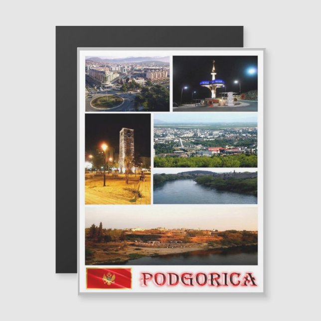 Podgorica - Montenegro - Mosaik - Magnetkarte (Vorne/Hinten)