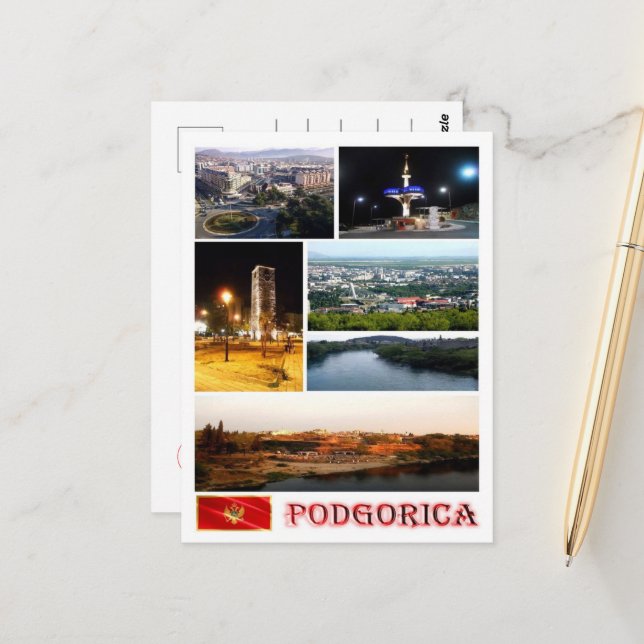 Podgorica - Montenegro - Mosaik - Postkarte (Vorderseite/Rückseite Beispiel)
