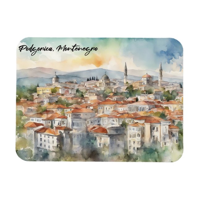 Podgorica Montenegro Panorama-Aussicht Magnet (Horizontal)