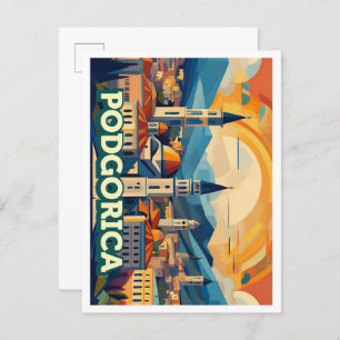 Podgorica Montenegro Reisen künstlerisch farbenfro Postkarte
