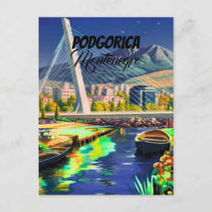 Podgorica Poster Montenegro Vintage Reise Druck W Postkarte