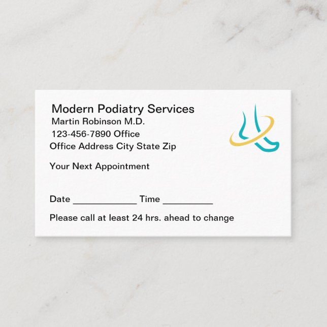 Podiatrist Modern Logo Appointment Cards  Terminkarte (Vorderseite)
