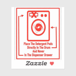 'Pods direkt in' Waschsalon Red Overlay platzieren Aufkleber