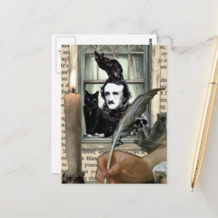 Poe Mixed Media Collage Postkarte