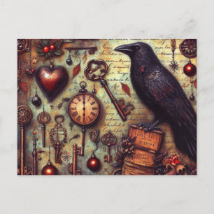 Poe Raven Collage Postkarte