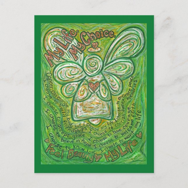 Poem Green Guardian Angel Art Postkarten (Vorderseite)