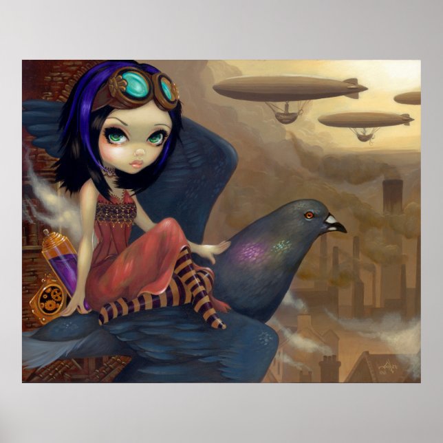 Poe's Flight ART PRINT Steampunk Fee urbane Poster (Vorne)