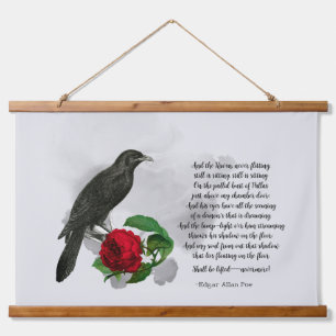 Poe's The Raven Wandteppich Mit Holzrahmen