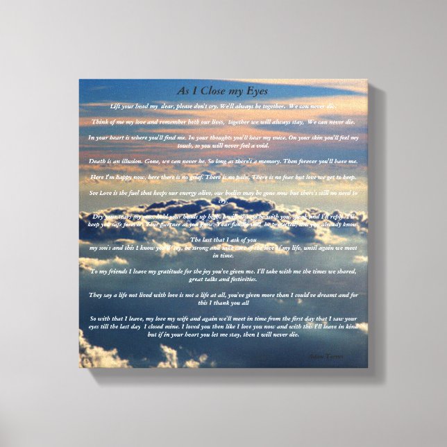 Poesie des Beileids, der Liebe und des Verlusts. Leinwanddruck (Vorderseite)