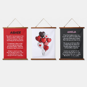 "Poesie in Bewegung" Personalisierte Trio-Wanddeko Wandteppich Mit Holzrahmen