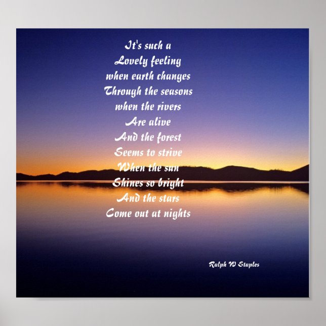 Poesie-Poster-Es ist so ein schönes Gefühl Poster (Vorne)