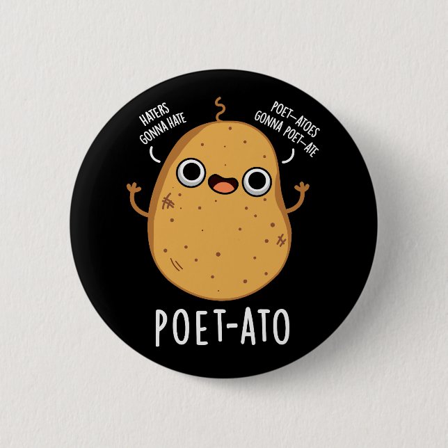 Poet ato Funny Veggie Potato Pun Dark BG Button (Vorderseite)
