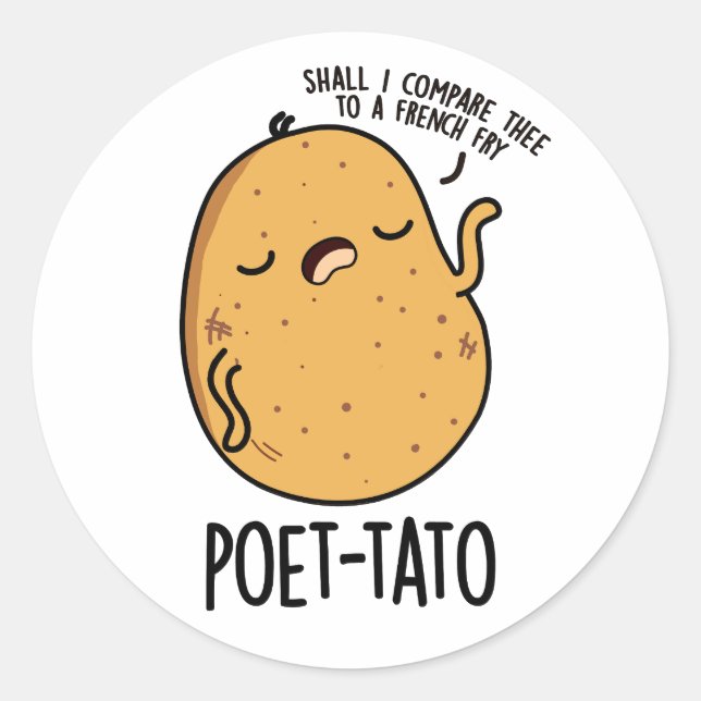 Poet tato Funny Potato Pun Runder Aufkleber (Vorderseite)