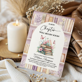 Poetcore New Chapter Pink Girl Book Baby Shower Einladung