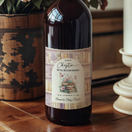 Poetcore New Chapter Pink Girl Book Baby Shower Weinetikett