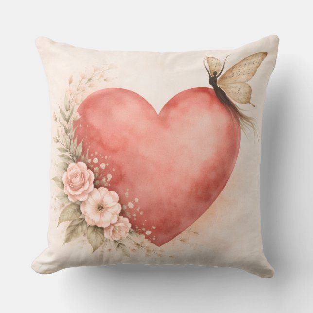 Poetic Butterfly Form - Heart Square Cushion Kissen (Vorderseite)