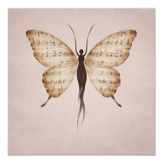 Poetic Butterfly Form Square Poster  (Vorderseite)