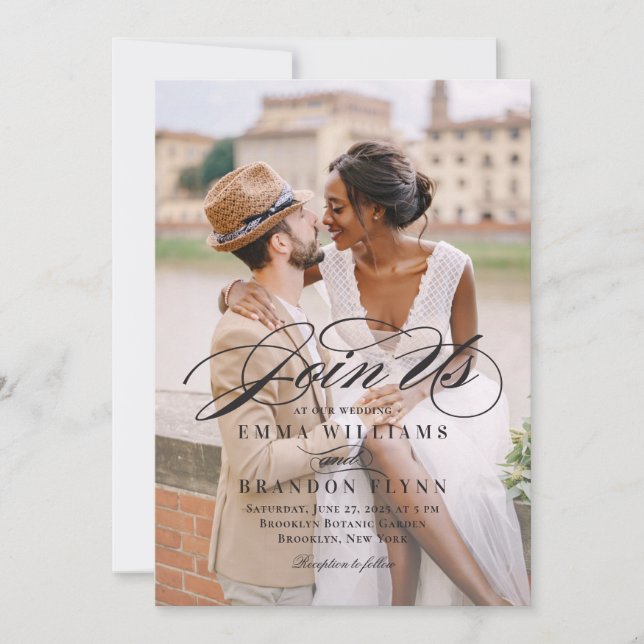 Poetic Script Foto Hochzeitsfeier PSC Dankeskarte (Vorderseite)