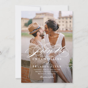 Poetic Script Foto Hochzeitsfeier PSC Einladung