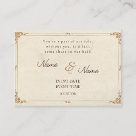 Poetic Vintage Wedding Invitation Card Begleitkarte