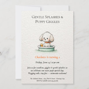 Poetische und Minimalistische Puppy Pool-Party Ein Einladung