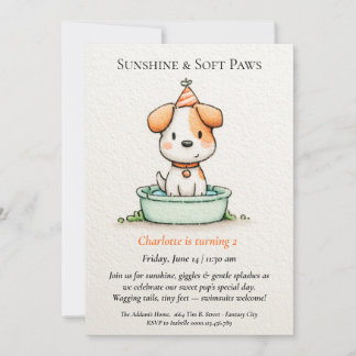 Poetische und Minimalistische Puppy Pool-Party Ein Einladung