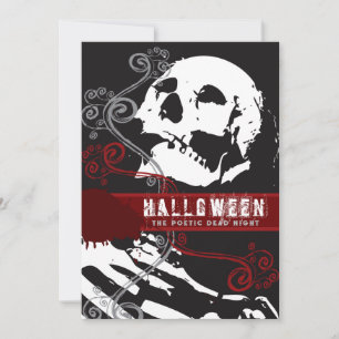 Poetisches Skelett Tod Gruselige Gothic Halloween- Einladung