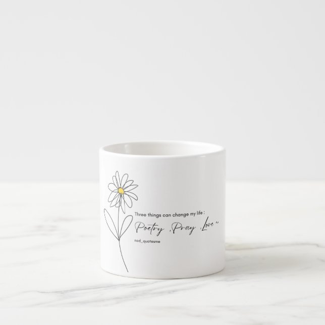 Poetry Daisy Flower Mug Espressotasse (Vorderseite)
