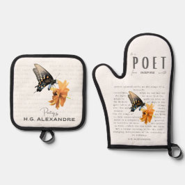 Poetry Painted Softly–Oven Mitts by H.G. Alexandre Ofenhandschuh & Topflappen-Set