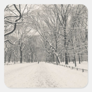 Poet's Walk - Central Park Winter Quadratischer Aufkleber