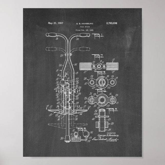 Pogo Stick Patent - Chalkboard Poster (Vorne)