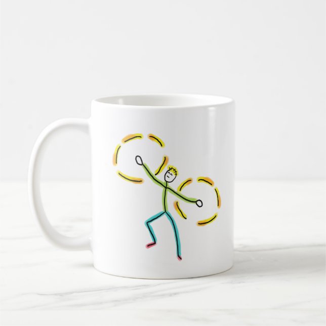 Poi drehender Stickman Kaffeetasse (Links)