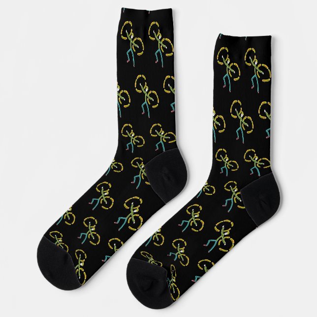 Poi drehender Stickman Socken (Linkes Detail)